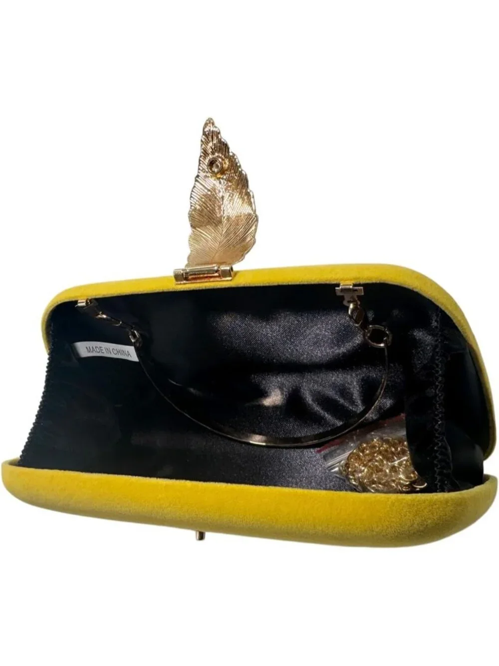 👜Women's Camel Banquet Bag Dinner Elegant Clutch With Metallic Leaves Clasp
